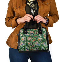 Hawaiian and Japanese Culture Together Shoulder Handbag Hawaiian Island Shapes with Japanese Landscape Green Color LT03 - Polynesian Pride