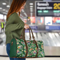 Hawaiian and Japanese Culture Together Travel Bag Hawaiian Island Shapes with Japanese Landscape Green Color LT03 - Polynesian Pride