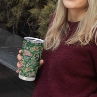 Hawaiian and Japanese Culture Together Tumbler Cup Hawaiian Island Shapes with Japanese Landscape Green Color LT03 - Polynesian Pride