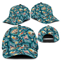 Hawaiian and Japanese Culture Together Classic Cap Hawaiian Island Shapes with Japanese Landscape Teal Color LT03 - Polynesian Pride