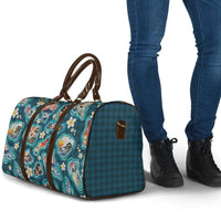 Hawaiian and Japanese Culture Together Travel Bag Hawaiian Island Shapes with Japanese Landscape Teal Color LT03 - Polynesian Pride