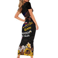 American Samoa Fue and Kava Bowl Family Matching Short Sleeve Bodycon Dress and Hawaiian Shirt Plumeria and Polynesian Pattern LT03 - Polynesian Pride