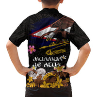 American Samoa Fue and Kava Bowl Family Matching Summer Maxi Dress and Hawaiian Shirt Plumeria and Polynesian Pattern LT03 - Polynesian Pride