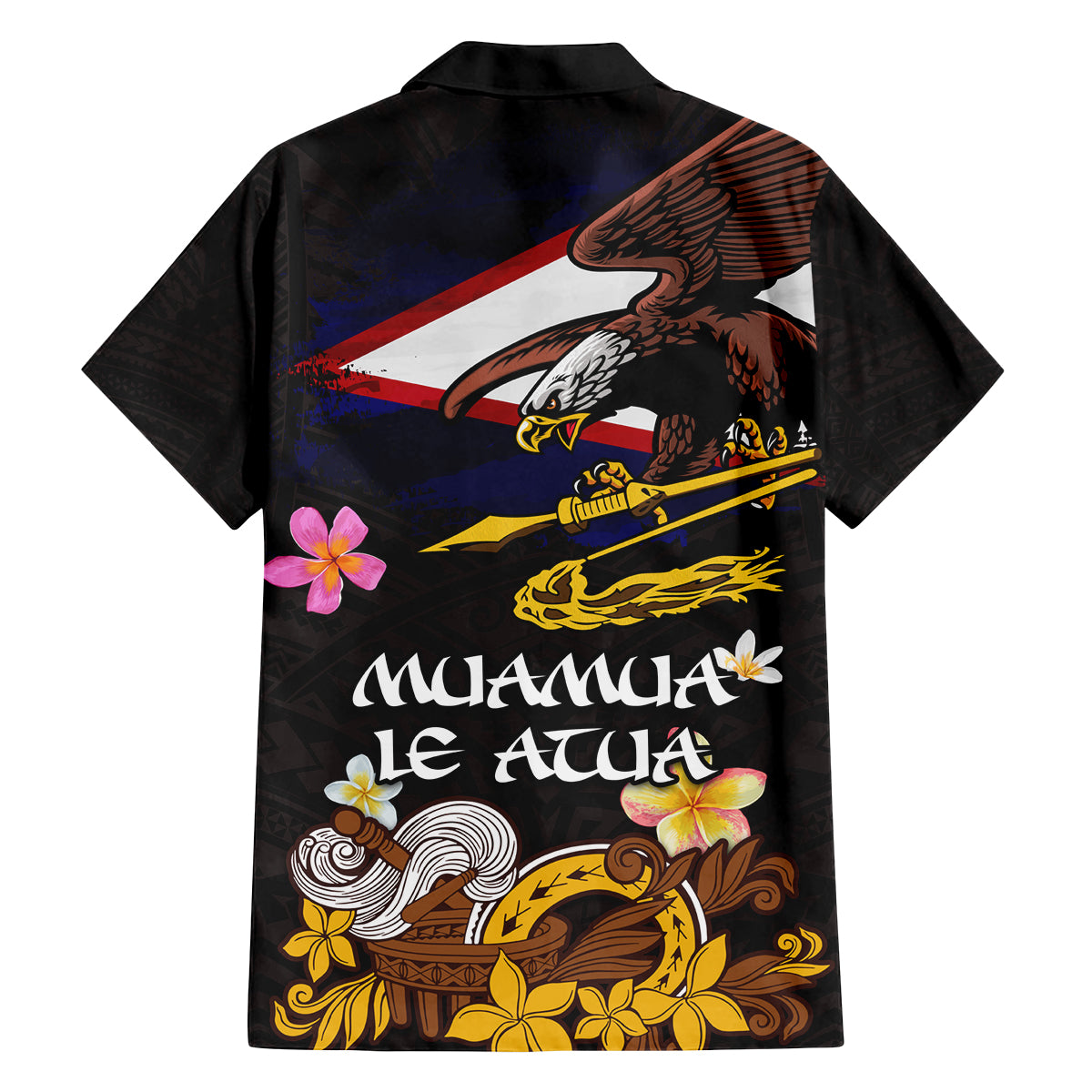 American Samoa Fue and Kava Bowl Family Matching Tank Maxi Dress and Hawaiian Shirt Plumeria and Polynesian Pattern LT03 - Polynesian Pride