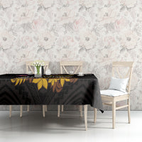 American Samoa Fue and Kava Bowl Tablecloth Plumeria and Polynesian Pattern