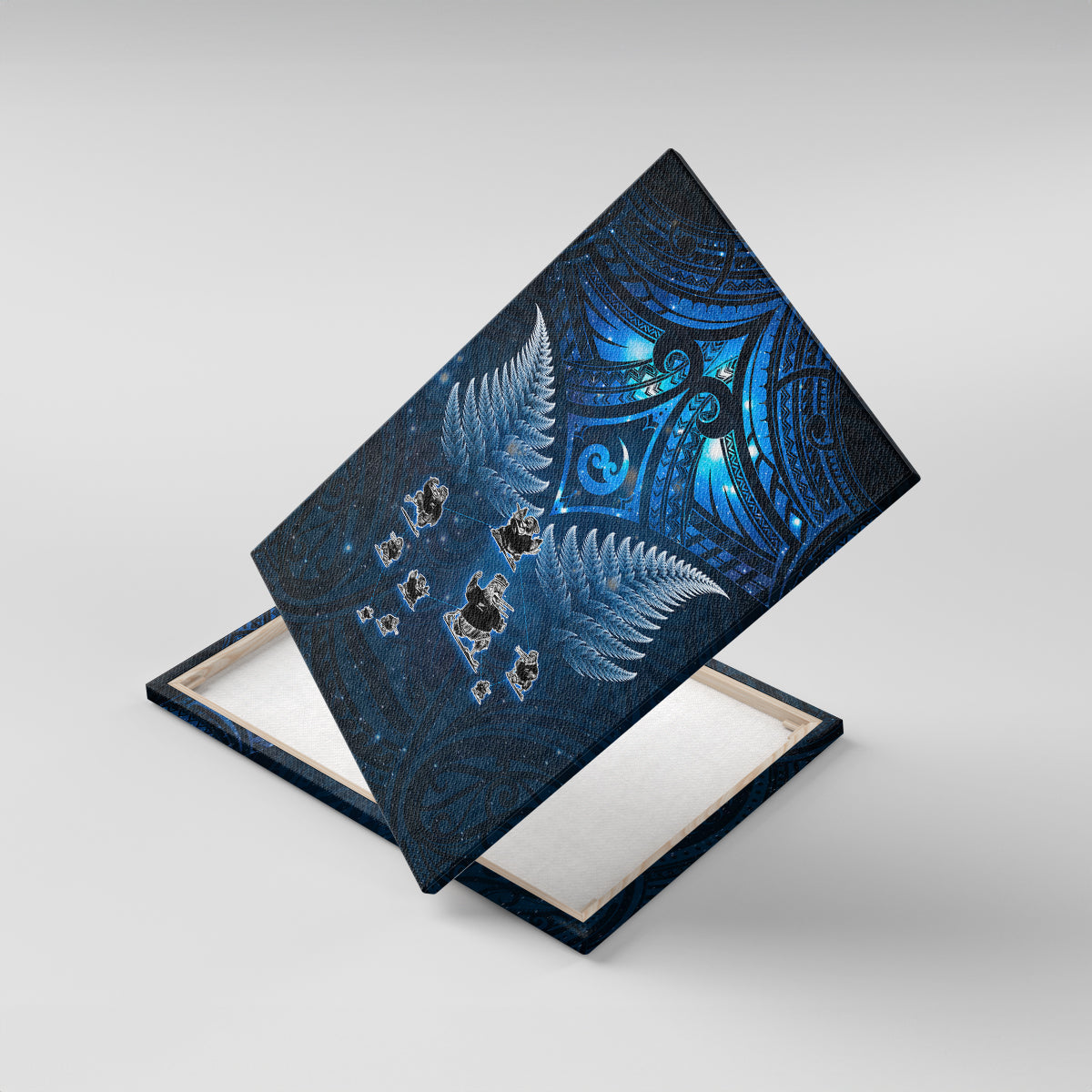 New Zealand Matariki Canvas Wall Art Maori Pattern and Kiwi Bird Haka Dance Sky Night