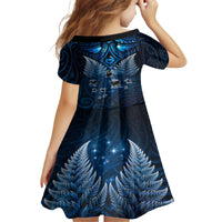 New Zealand Matariki Family Matching Off Shoulder Maxi Dress and Hawaiian Shirt Maori Pattern and Kiwi Bird Haka Dance Sky Night LT03 - Polynesian Pride
