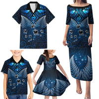 New Zealand Matariki Family Matching Puletasi and Hawaiian Shirt Maori Pattern and Kiwi Bird Haka Dance Sky Night LT03 - Polynesian Pride