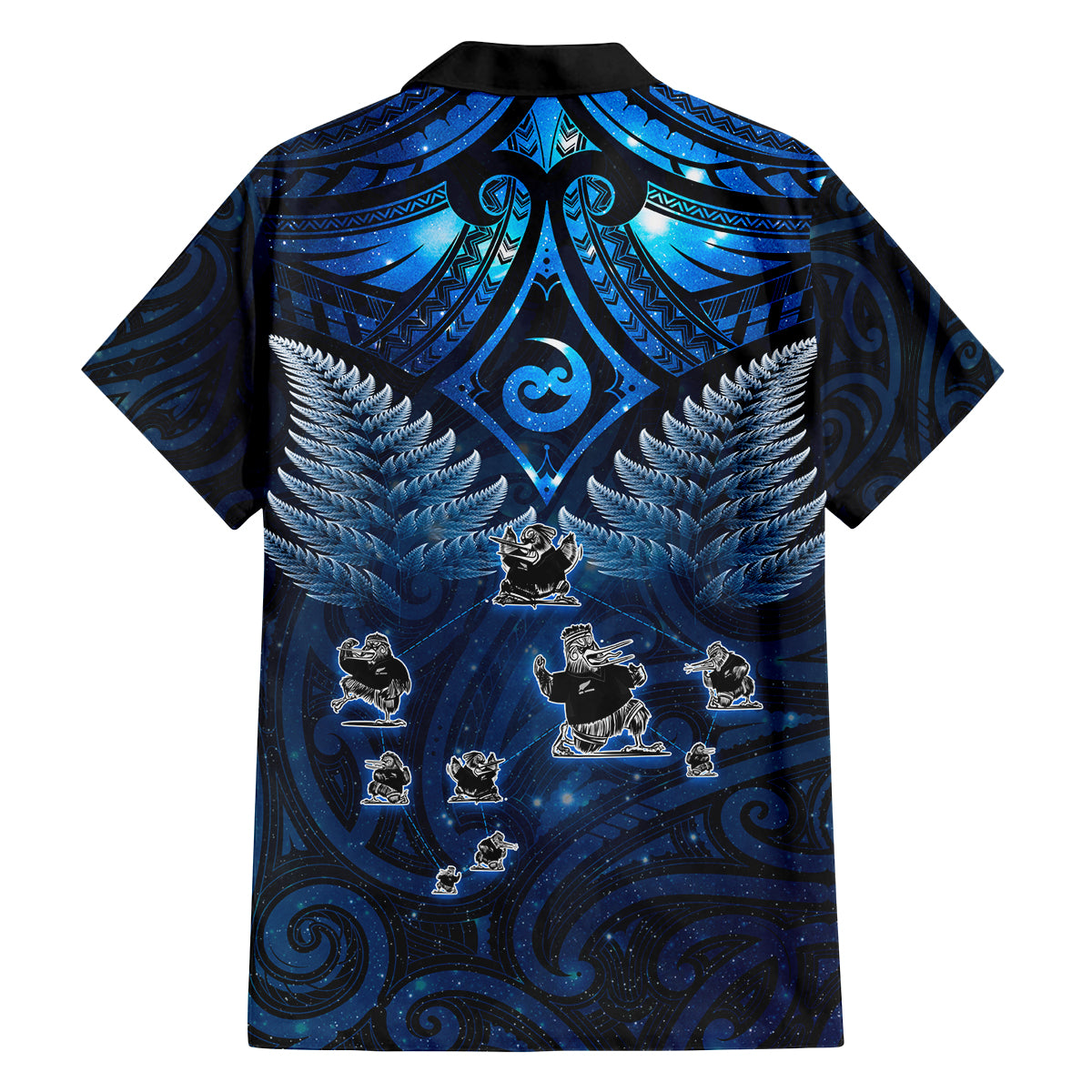 New Zealand Matariki Family Matching Summer Maxi Dress and Hawaiian Shirt Maori Pattern and Kiwi Bird Haka Dance Sky Night LT03 - Polynesian Pride