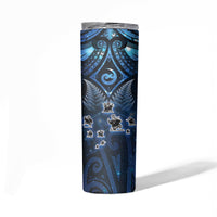New Zealand Matariki Skinny Tumbler Maori Pattern and Kiwi Bird Haka Dance Sky Night