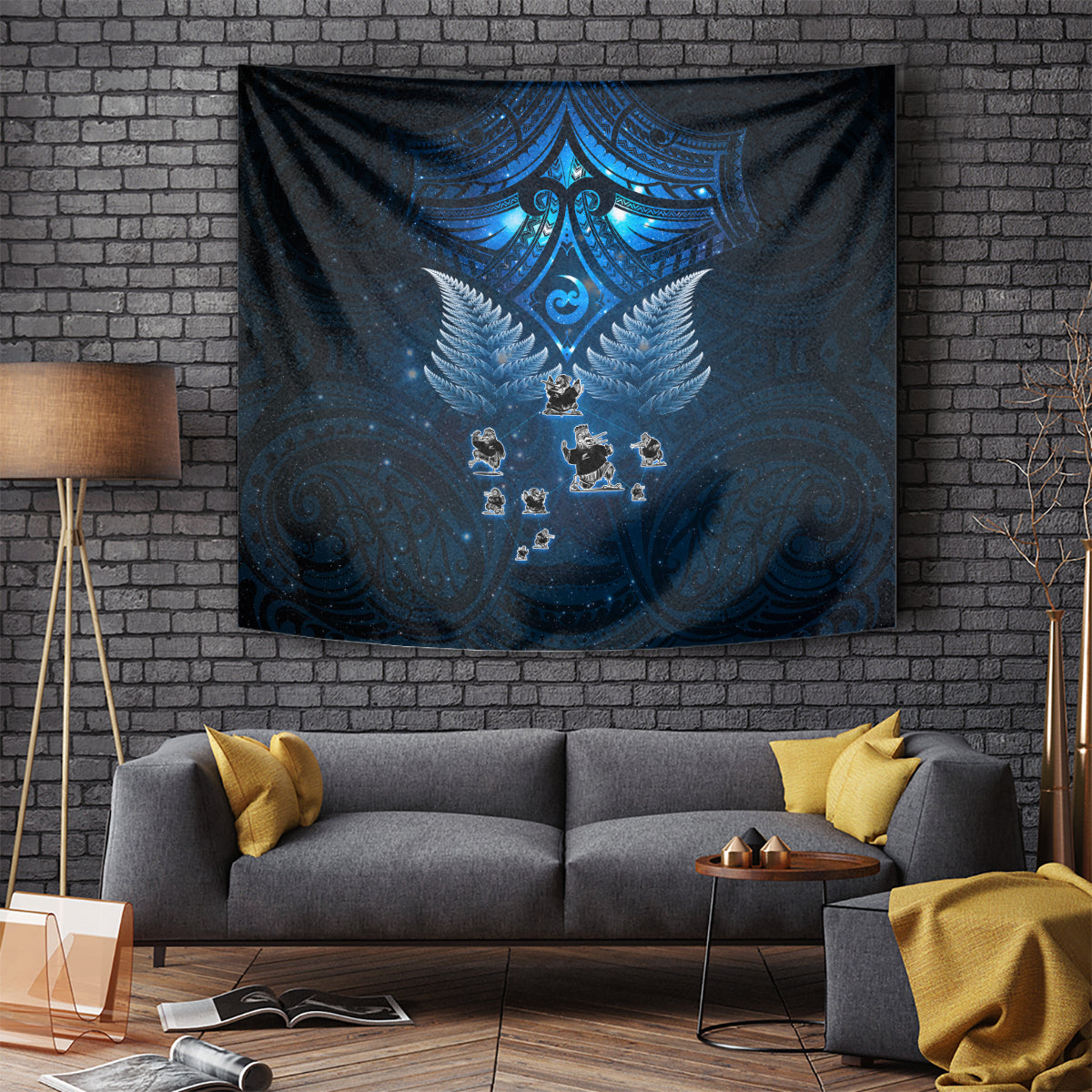 New Zealand Matariki Tapestry Maori Pattern and Kiwi Bird Haka Dance Sky Night