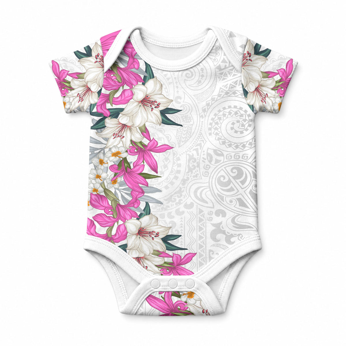 Hawaii Tropical Leaves and Flowers Baby Onesie