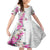 Hawaii Tropical Leaves and Flowers Family Matching Off Shoulder Short Dress and Hawaiian Shirt Tribal Polynesian Pattern White Style