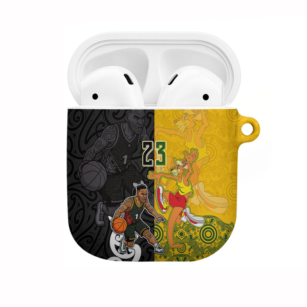 Aotearoa New Zealand And Australia Basketball Custom AirPods Case Maori Tribal Tattoo And Aboriginal Dot Art Heritage LT03 Multicolor - Polynesian Pride