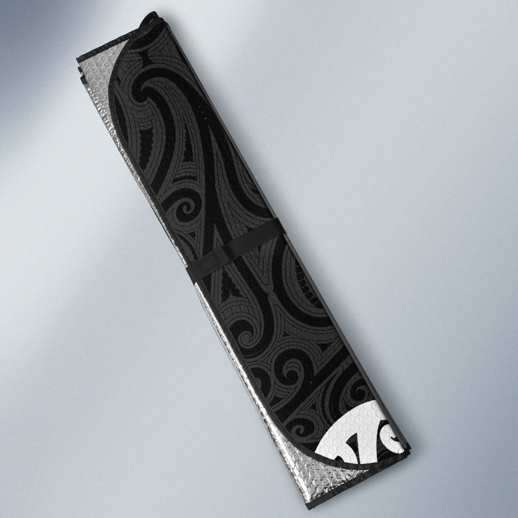 Aotearoa New Zealand And Australia Basketball Custom Auto Sun Shade Maori Tribal Tattoo And Aboriginal Dot Art Heritage LT03 - Polynesian Pride
