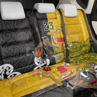 Aotearoa New Zealand And Australia Basketball Custom Back Car Seat Cover Maori Tribal Tattoo And Aboriginal Dot Art Heritage LT03 - Polynesian Pride