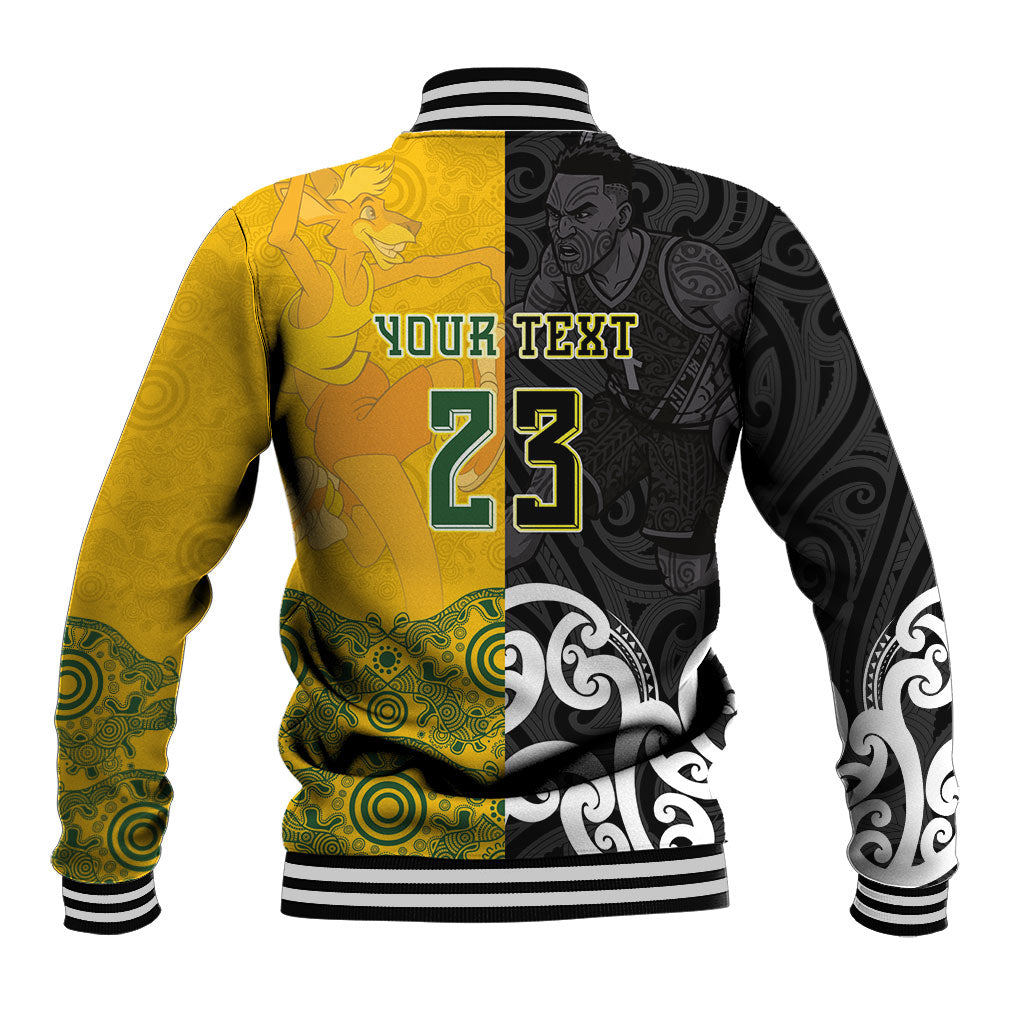 Aotearoa New Zealand And Australia Basketball Custom Baseball Jacket Maori Tribal Tattoo And Aboriginal Dot Art Heritage
