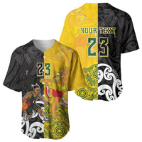Aotearoa New Zealand And Australia Basketball Custom Baseball Jersey Maori Tribal Tattoo And Aboriginal Dot Art Heritage LT03 - Polynesian Pride