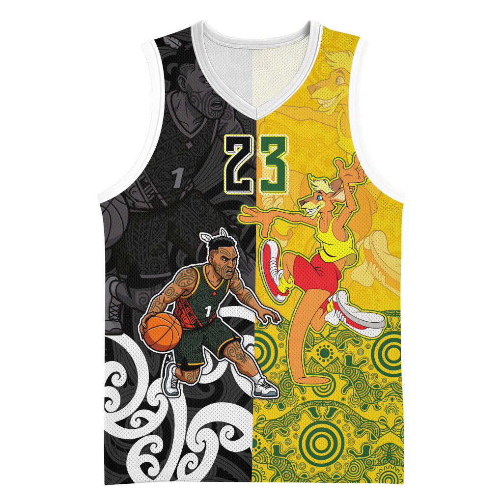 Aotearoa New Zealand And Australia Basketball Custom Basketball Jersey Maori Tribal Tattoo And Aboriginal Dot Art Heritage