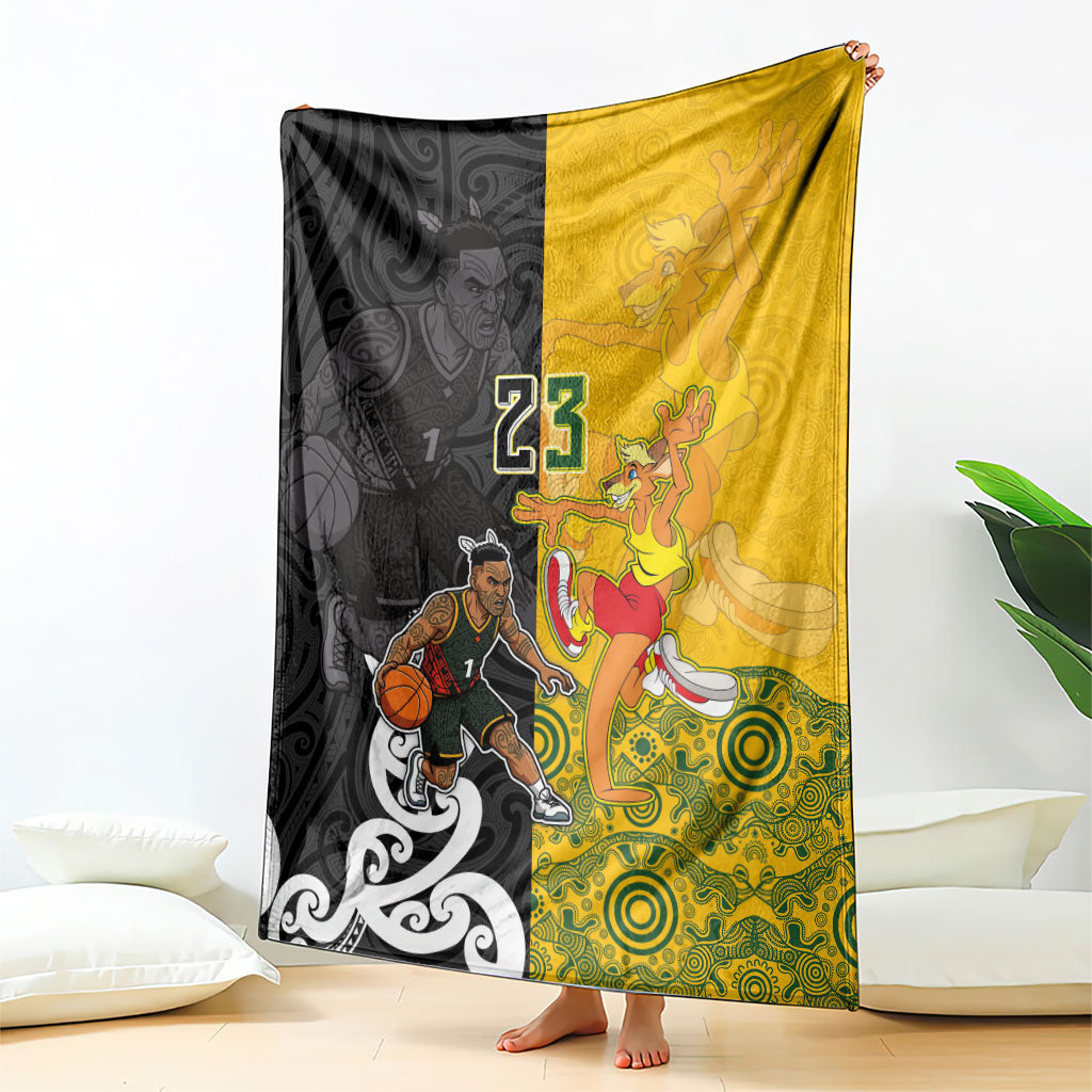 Aotearoa New Zealand And Australia Basketball Custom Blanket Maori Tribal Tattoo And Aboriginal Dot Art Heritage LT03 - Polynesian Pride