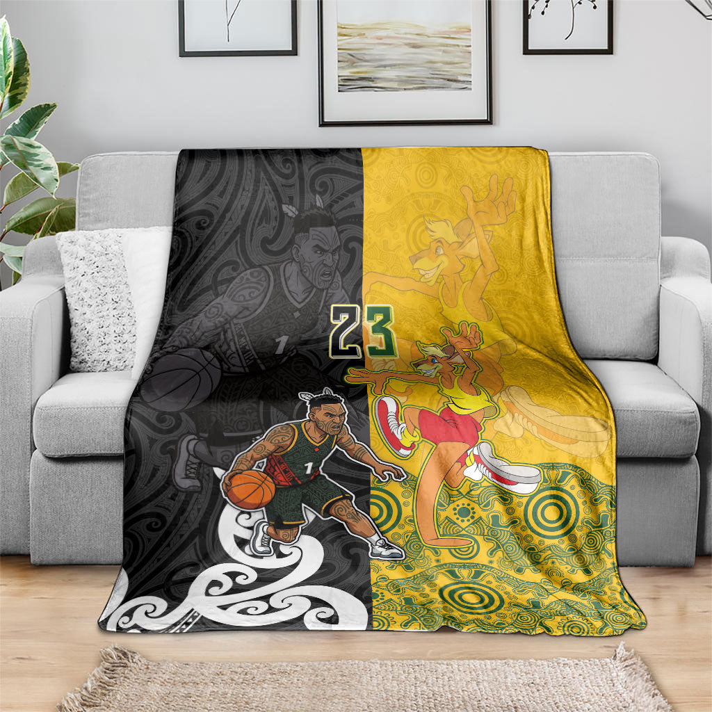 Aotearoa New Zealand And Australia Basketball Custom Blanket Maori Tribal Tattoo And Aboriginal Dot Art Heritage LT03 - Polynesian Pride