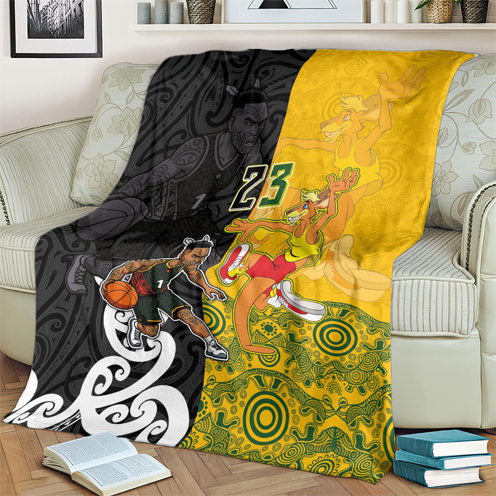 Aotearoa New Zealand And Australia Basketball Custom Blanket Maori Tribal Tattoo And Aboriginal Dot Art Heritage LT03 - Polynesian Pride