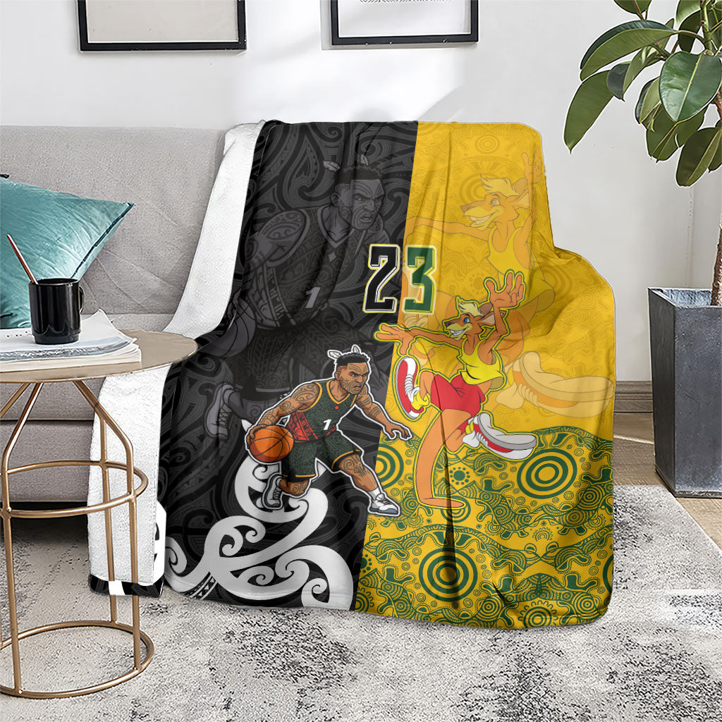 Aotearoa New Zealand And Australia Basketball Custom Blanket Maori Tribal Tattoo And Aboriginal Dot Art Heritage LT03 - Polynesian Pride