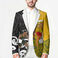 Aotearoa New Zealand And Australia Basketball Custom Blazer Maori Tribal Tattoo And Aboriginal Dot Art Heritage LT03 - Polynesian Pride