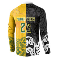Aotearoa New Zealand And Australia Basketball Custom Button Sweatshirt Maori Tribal Tattoo And Aboriginal Dot Art Heritage