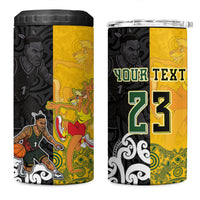 Aotearoa New Zealand And Australia Basketball Custom 4 in 1 Can Cooler Tumbler Maori Tribal Tattoo And Aboriginal Dot Art Heritage LT03 One Size: 16 oz Multicolor - Polynesian Pride