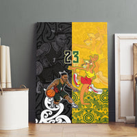 Aotearoa New Zealand And Australia Basketball Custom Canvas Wall Art Maori Tribal Tattoo And Aboriginal Dot Art Heritage LT03 - Polynesian Pride