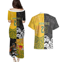 Aotearoa New Zealand And Australia Basketball Custom Couples Matching Puletasi and Hawaiian Shirt Maori Tribal Tattoo And Aboriginal Dot Art Heritage LT03 - Polynesian Pride