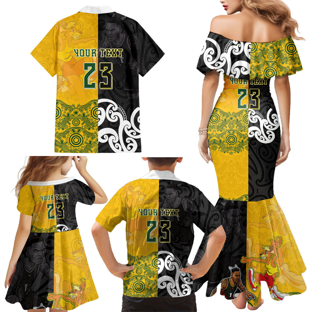 Aotearoa New Zealand And Australia Basketball Custom Family Matching Mermaid Dress and Hawaiian Shirt Maori Tribal Tattoo And Aboriginal Dot Art Heritage LT03 - Polynesian Pride