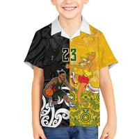 Aotearoa New Zealand And Australia Basketball Custom Family Matching Tank Maxi Dress and Hawaiian Shirt Maori Tribal Tattoo And Aboriginal Dot Art Heritage LT03 Son's Shirt Multicolor - Polynesian Pride