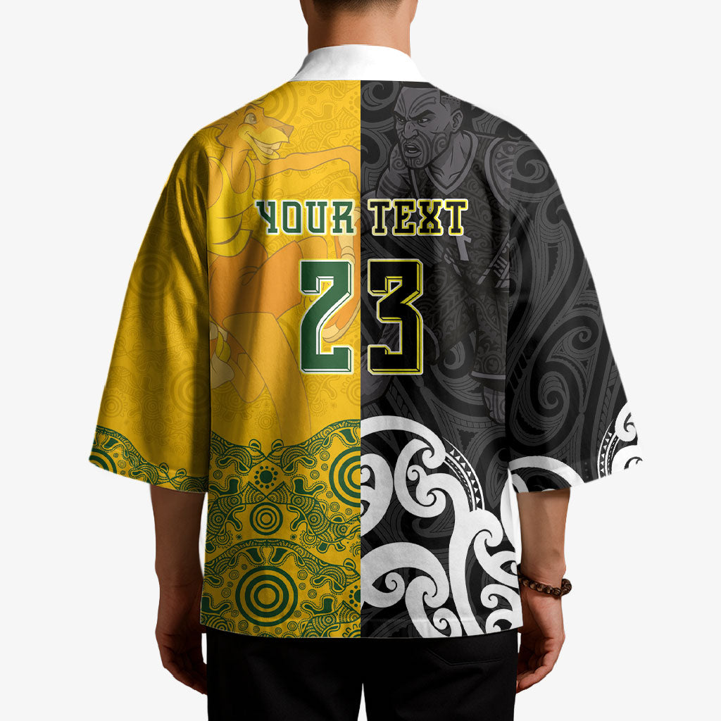 Aotearoa New Zealand And Australia Basketball Custom Kimono Maori Tribal Tattoo And Aboriginal Dot Art Heritage LT03 - Polynesian Pride