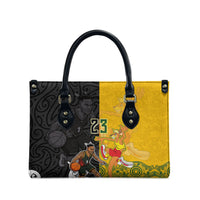 Aotearoa New Zealand And Australia Basketball Custom Leather Bag Maori Tribal Tattoo And Aboriginal Dot Art Heritage LT03 - Polynesian Pride