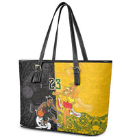 Aotearoa New Zealand And Australia Basketball Custom Leather Tote Bag Maori Tribal Tattoo And Aboriginal Dot Art Heritage LT03 - Polynesian Pride