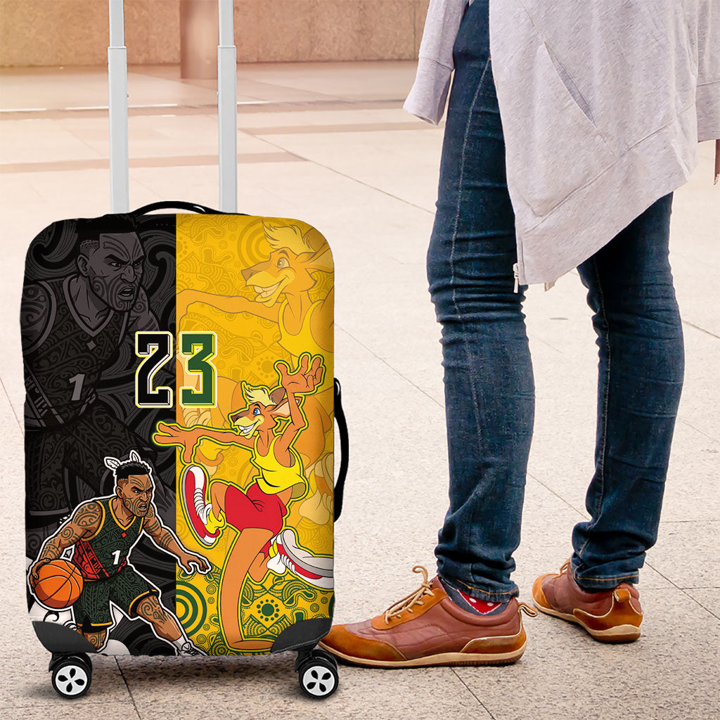 Aotearoa New Zealand And Australia Basketball Custom Luggage Cover Maori Tribal Tattoo And Aboriginal Dot Art Heritage