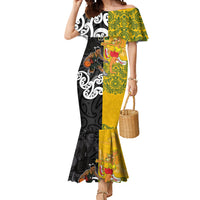 Aotearoa New Zealand And Australia Basketball Custom Mermaid Dress Maori Tribal Tattoo And Aboriginal Dot Art Heritage LT03 Women Multicolor - Polynesian Pride