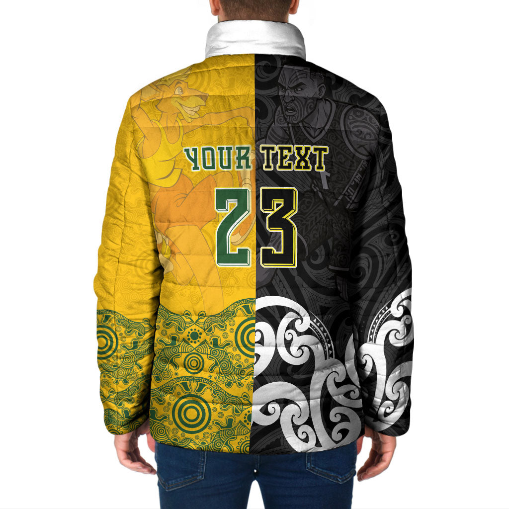 Aotearoa New Zealand And Australia Basketball Custom Padded Jacket Maori Tribal Tattoo And Aboriginal Dot Art Heritage LT03 - Polynesian Pride