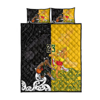 Aotearoa New Zealand And Australia Basketball Custom Quilt Bed Set Maori Tribal Tattoo And Aboriginal Dot Art Heritage LT03 - Polynesian Pride