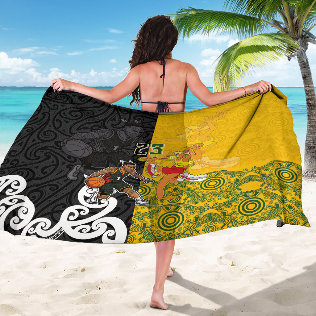 Aotearoa New Zealand And Australia Basketball Custom Sarong Maori Tribal Tattoo And Aboriginal Dot Art Heritage LT03 - Polynesian Pride