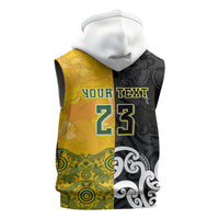 Aotearoa New Zealand And Australia Basketball Custom Sleeveless Hoodie Maori Tribal Tattoo And Aboriginal Dot Art Heritage LT03 - Polynesian Pride