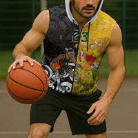 Aotearoa New Zealand And Australia Basketball Custom Sleeveless Zip Hoodie Maori Tribal Tattoo And Aboriginal Dot Art Heritage LT03 - Polynesian Pride