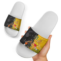 Aotearoa New Zealand And Australia Basketball Custom Slide Sandals Maori Tribal Tattoo And Aboriginal Dot Art Heritage LT03 - Polynesian Pride