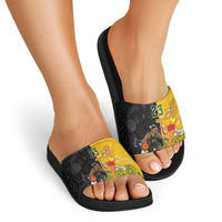 Aotearoa New Zealand And Australia Basketball Custom Slide Sandals Maori Tribal Tattoo And Aboriginal Dot Art Heritage LT03 - Polynesian Pride