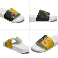 Aotearoa New Zealand And Australia Basketball Custom Slide Sandals Maori Tribal Tattoo And Aboriginal Dot Art Heritage LT03 - Polynesian Pride
