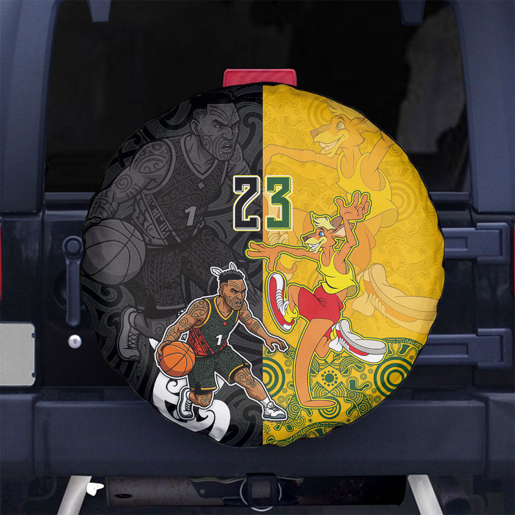 Aotearoa New Zealand And Australia Basketball Custom Spare Tire Cover Maori Tribal Tattoo And Aboriginal Dot Art Heritage