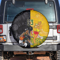 Aotearoa New Zealand And Australia Basketball Custom Spare Tire Cover Maori Tribal Tattoo And Aboriginal Dot Art Heritage LT03 Multicolor - Polynesian Pride
