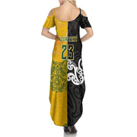 Aotearoa New Zealand And Australia Basketball Custom Summer Maxi Dress Maori Tribal Tattoo And Aboriginal Dot Art Heritage LT03 - Polynesian Pride
